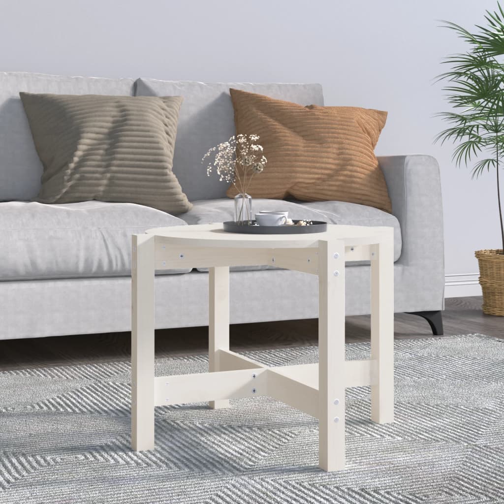Mesa de centro ø 62,5x45 cm madeira de pinho maciça branco