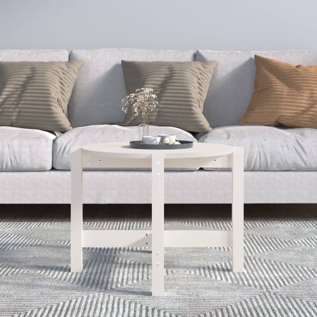 Mesa de centro ø 62,5x45 cm madeira de pinho maciça branco