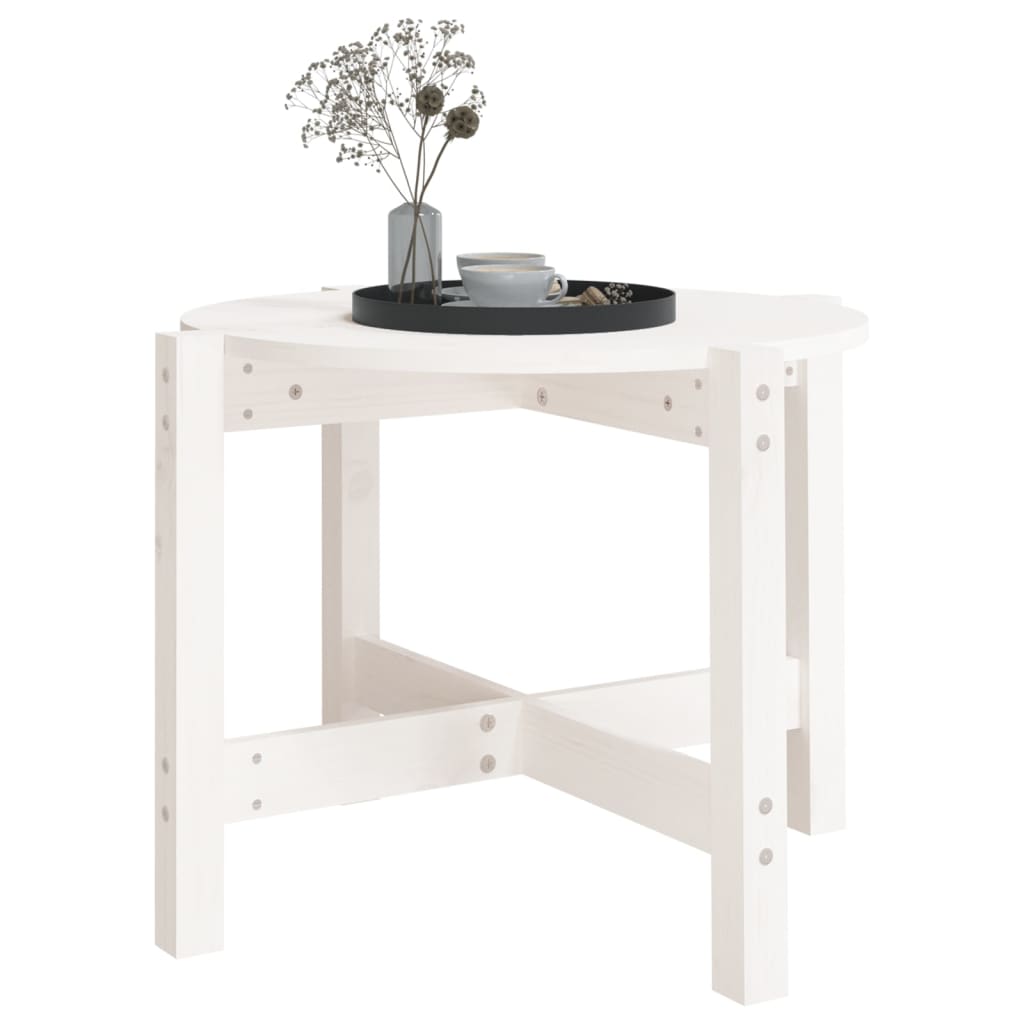 Mesa de centro ø 62,5x45 cm madeira de pinho maciça branco