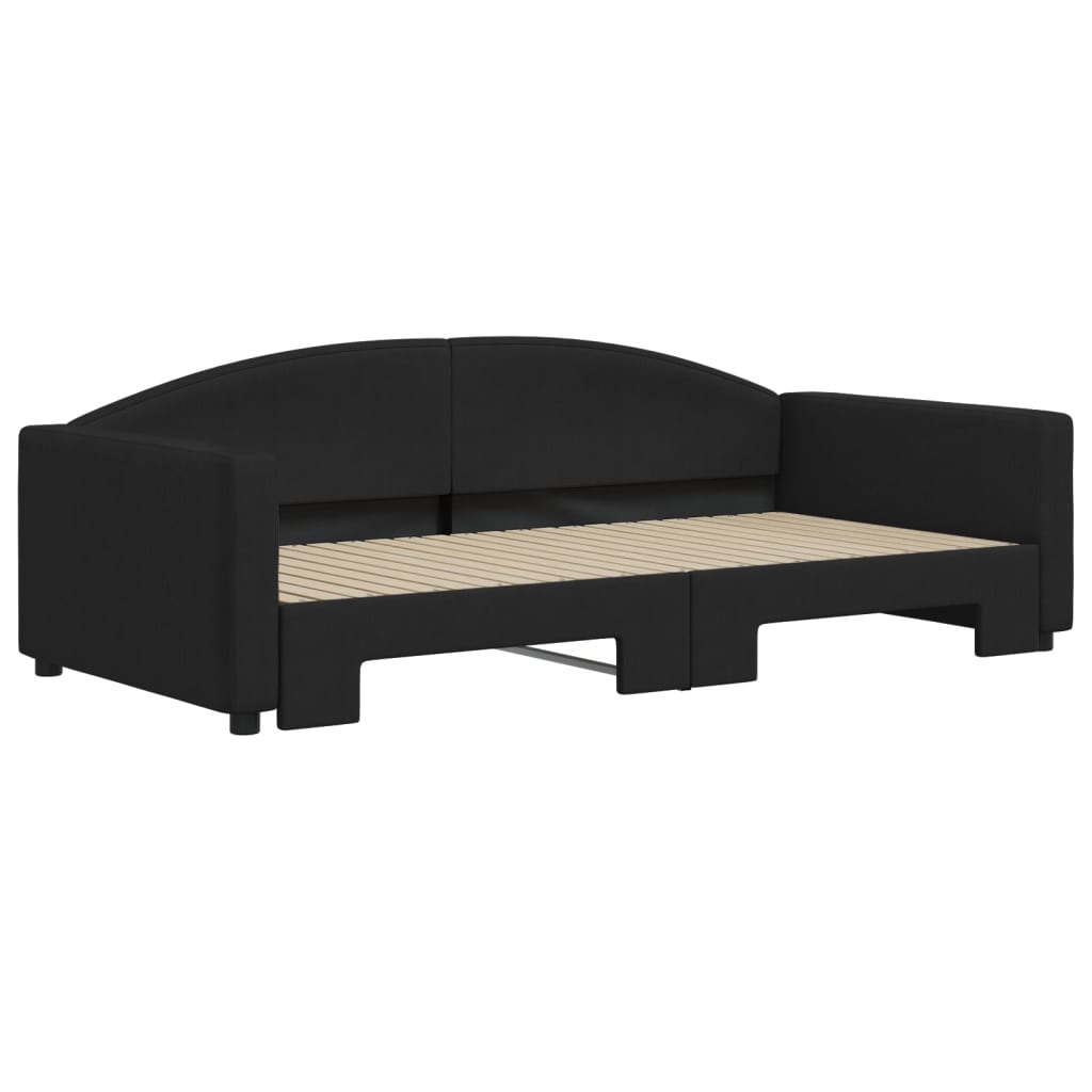 Sofá-cama com gavetão 100x200 cm tecido preto