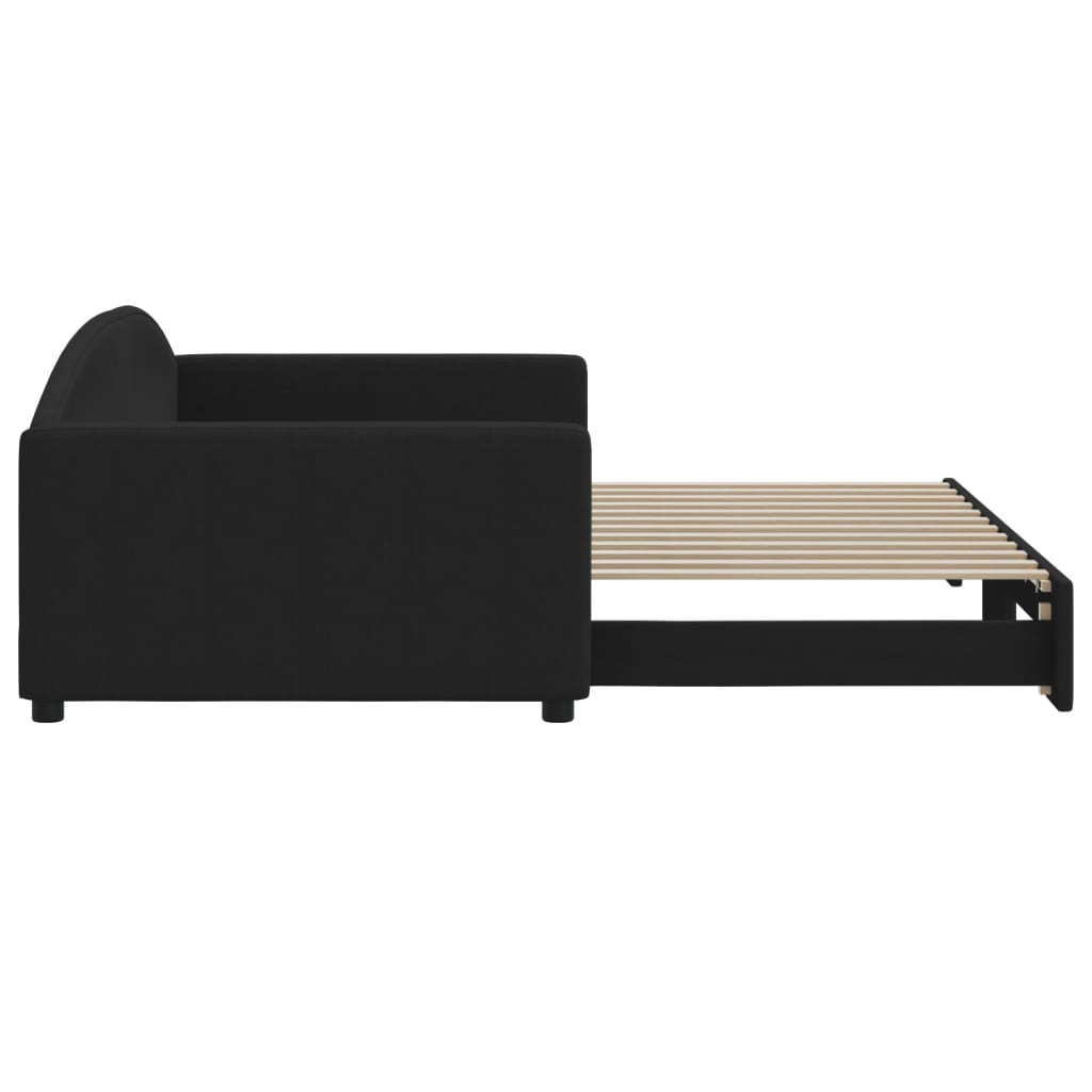 Sofá-cama com gavetão 100x200 cm tecido preto