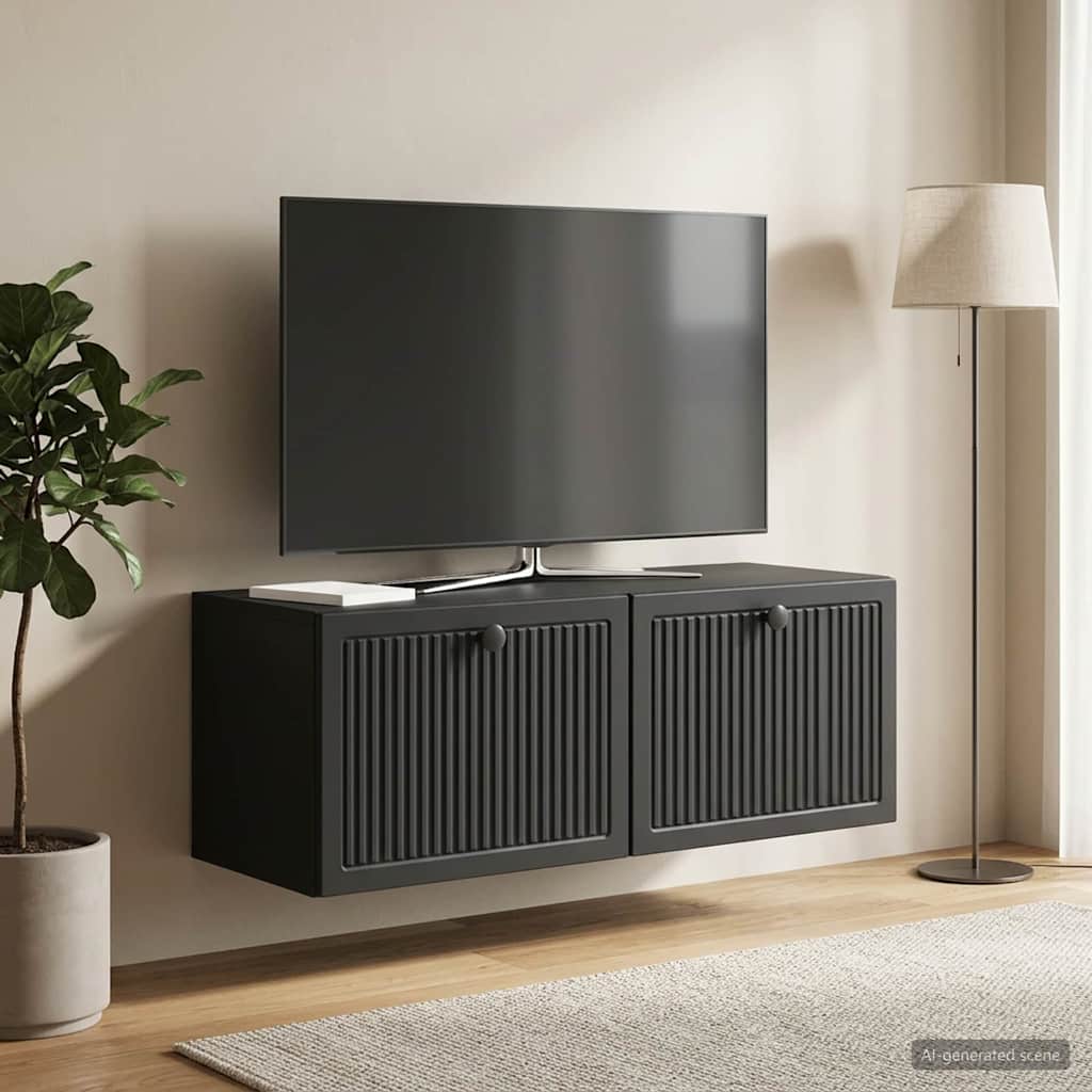 Gabinete de TV de parede preto 78,5 x 31 x 30 cm