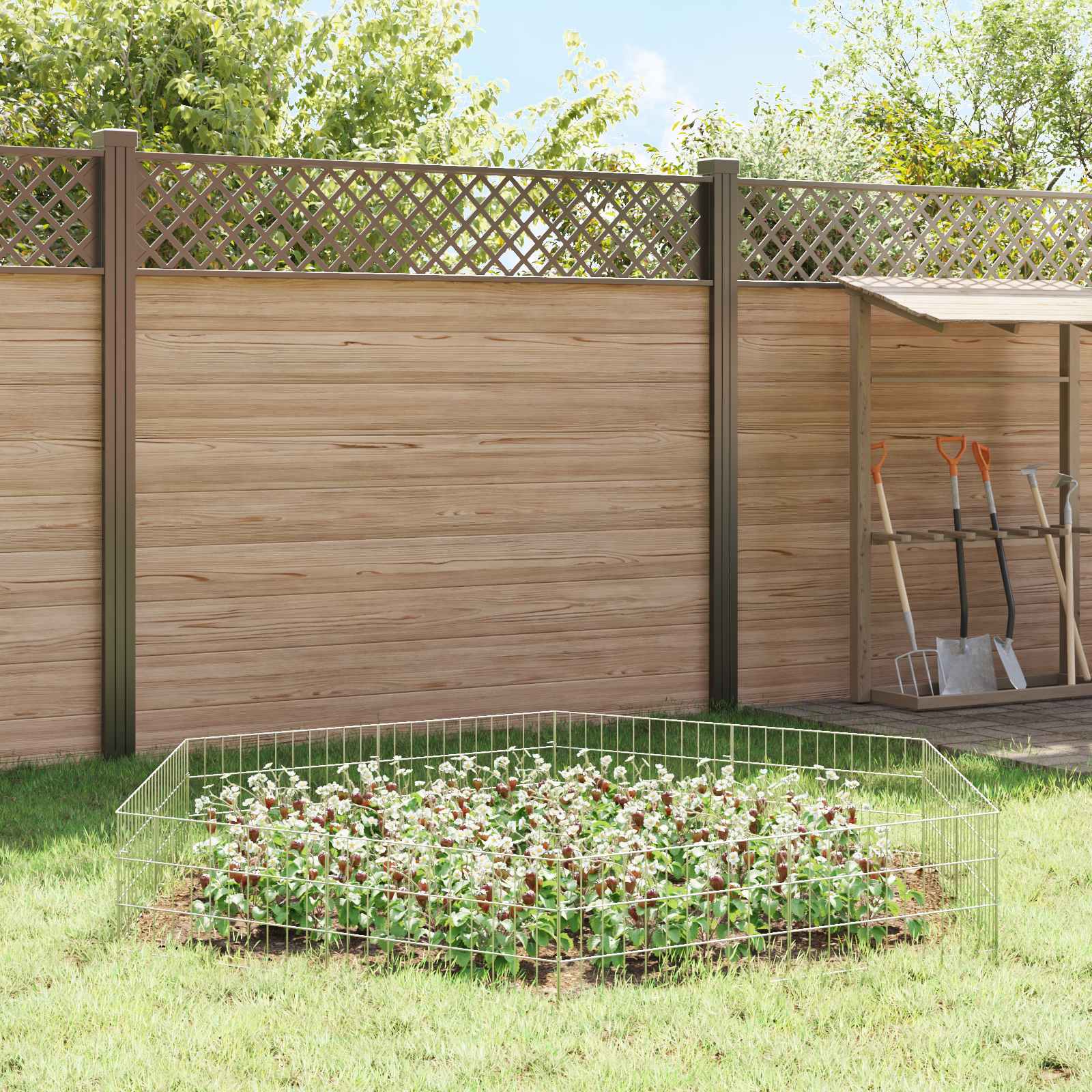 Cerca de jardim com estacas 48 unid. 55 x 30 cm aço galvanizado