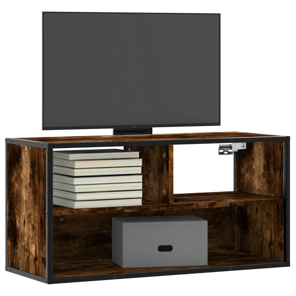 Móvel p/ TV 80x31x39,5 cm deriv. madeira/metal carvalho fumado