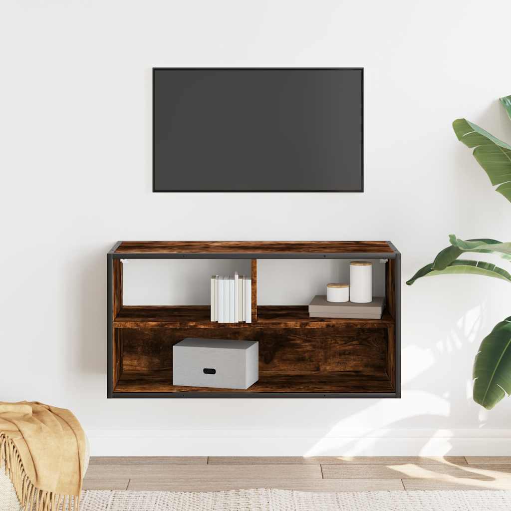 Móvel p/ TV 80x31x39,5 cm deriv. madeira/metal carvalho fumado
