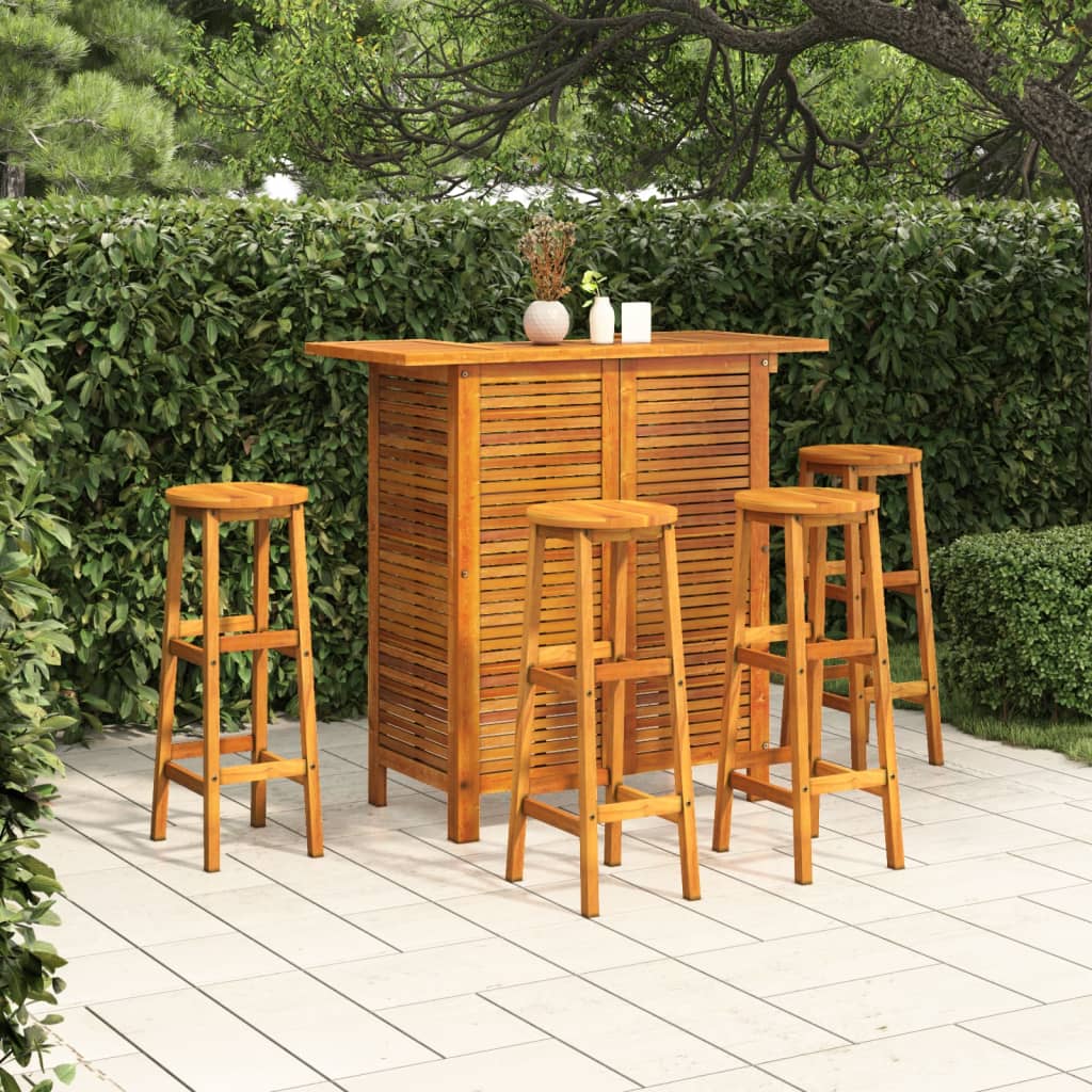 5 Pcs conjunto de bar para jardim madeira de acácia maciça