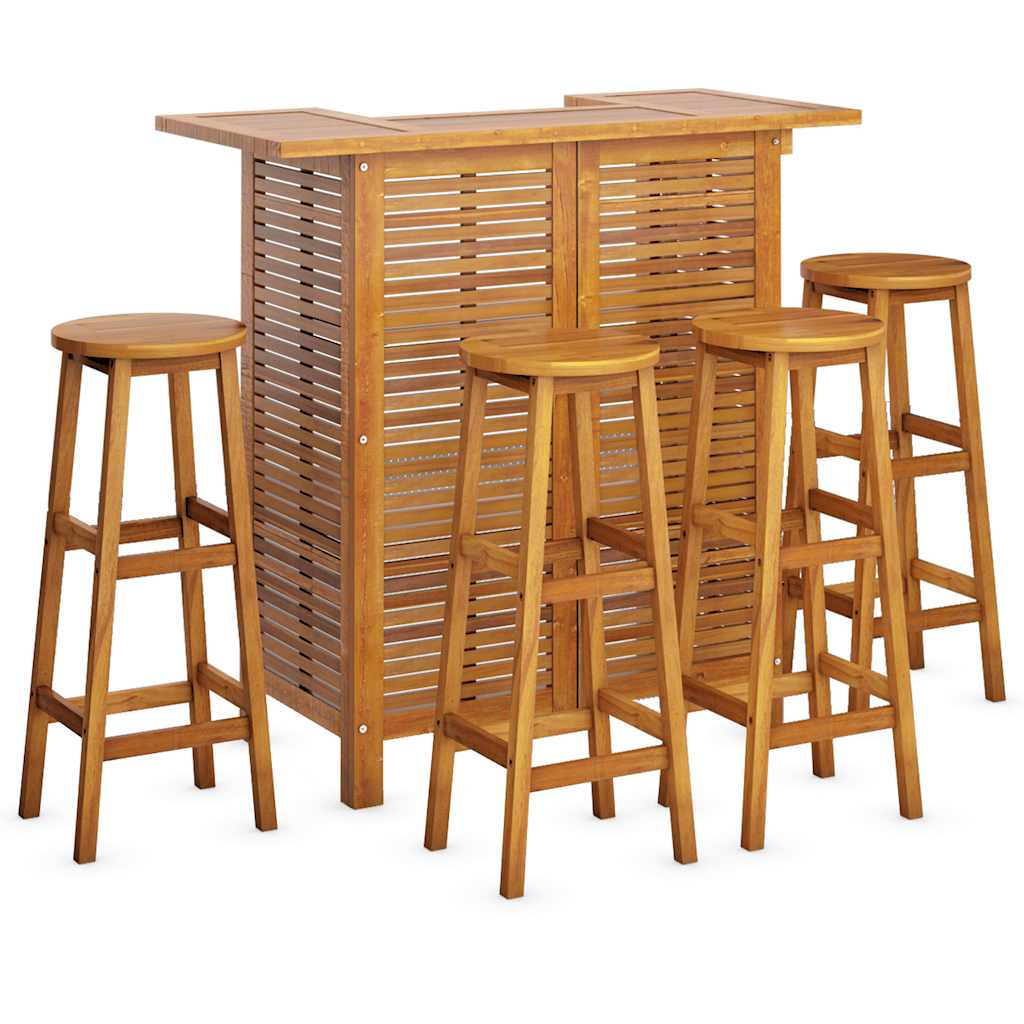 5 Pcs conjunto de bar para jardim madeira de acácia maciça