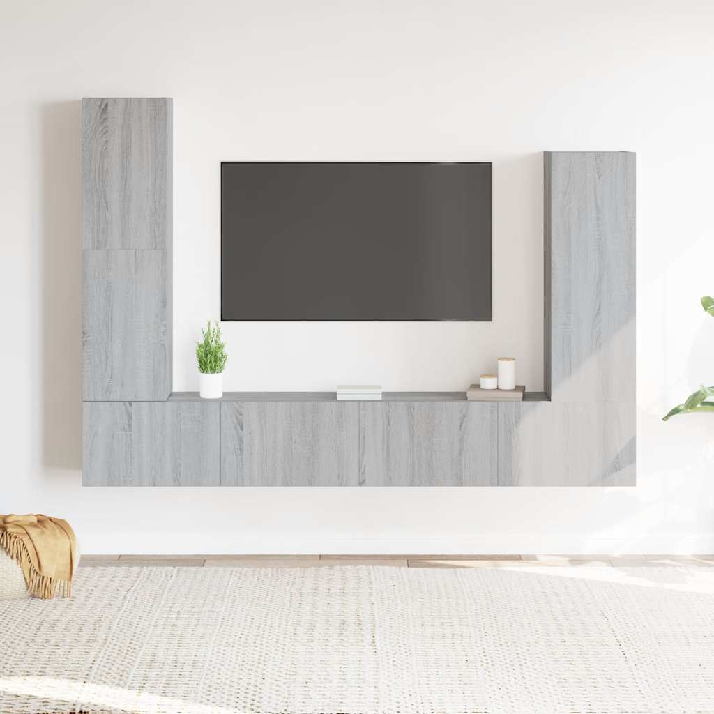 Conjunto móveis de TV 4 pcs madeira processada sonoma cinza