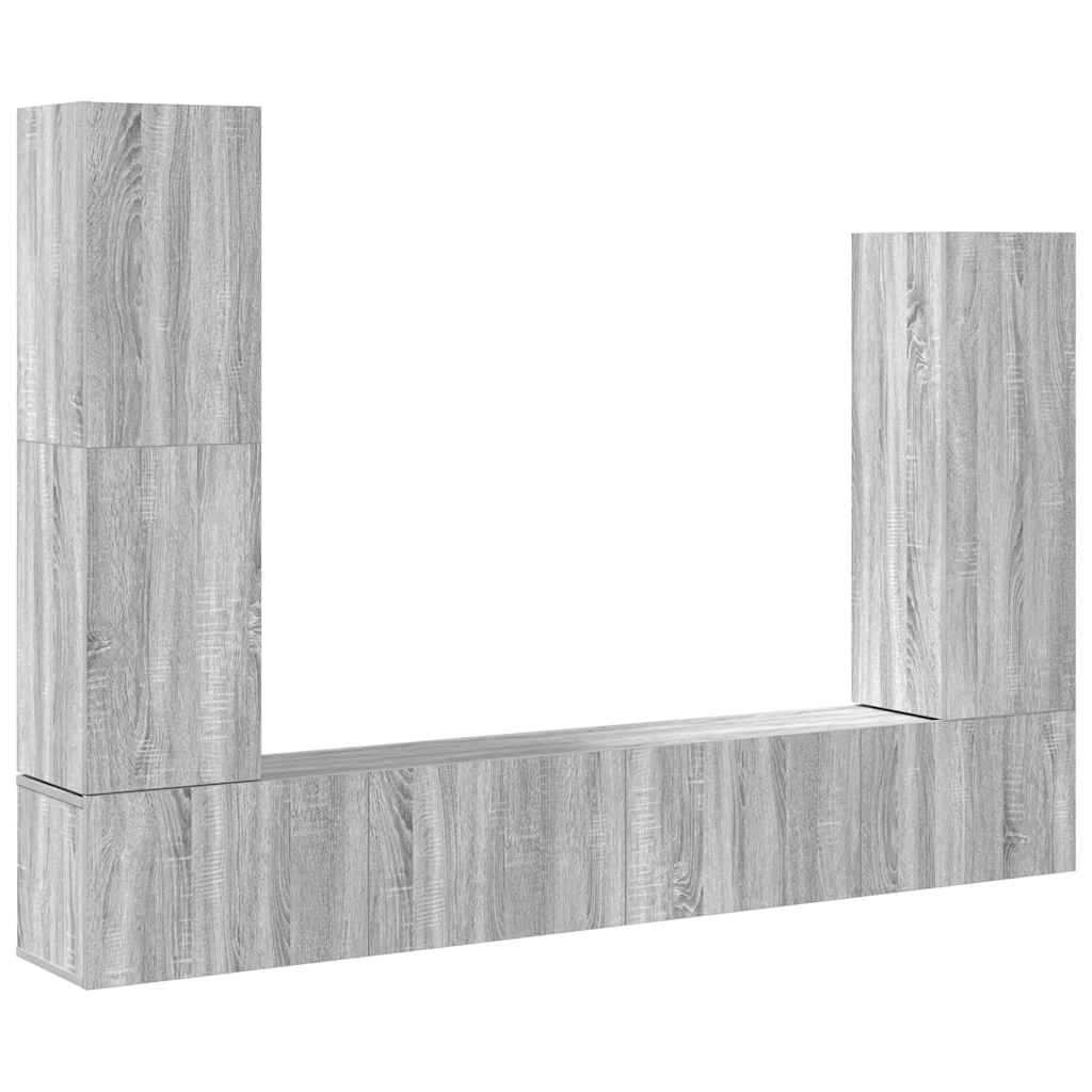 Conjunto móveis de TV 4 pcs madeira processada sonoma cinza
