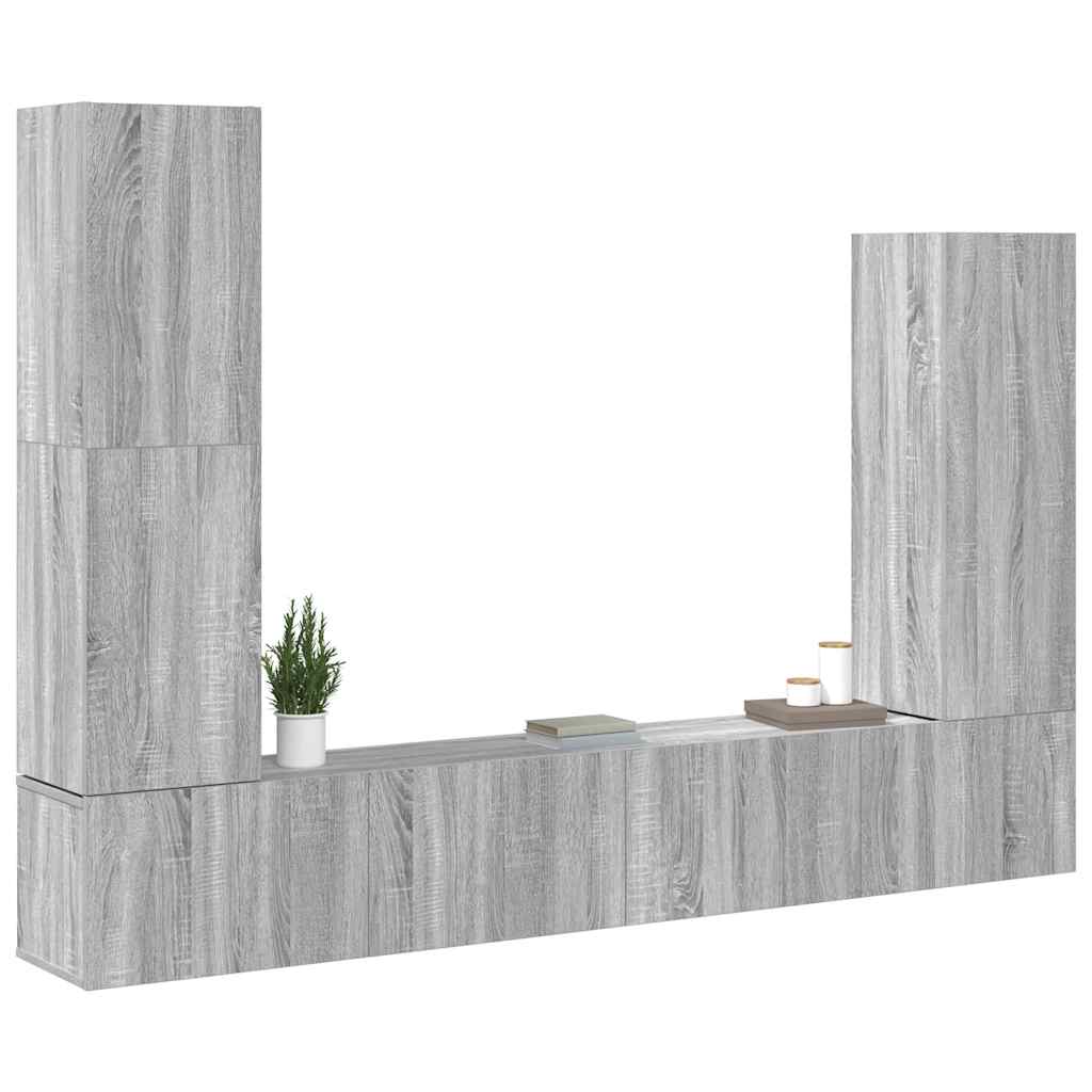 Conjunto móveis de TV 4 pcs madeira processada sonoma cinza