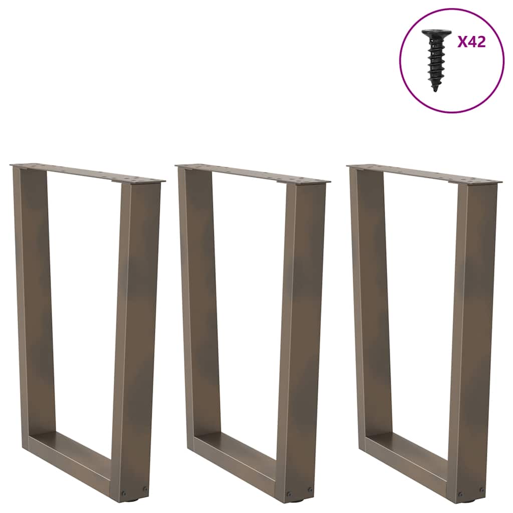 Pés para mesa de jantar em formato de v, 3 peças, aço natural, 70x(72-73,3) cm, aço