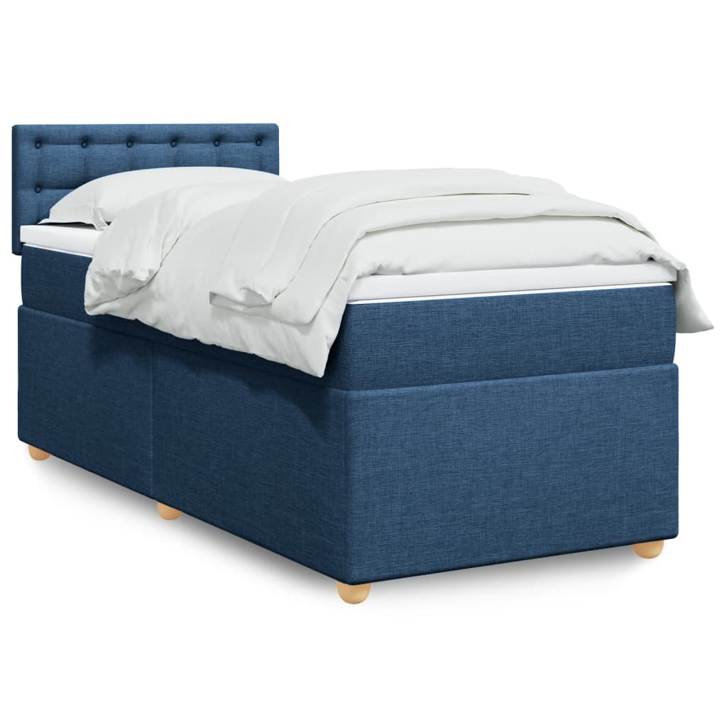 Cama com molas/colchão 100x200 cm tecido azul