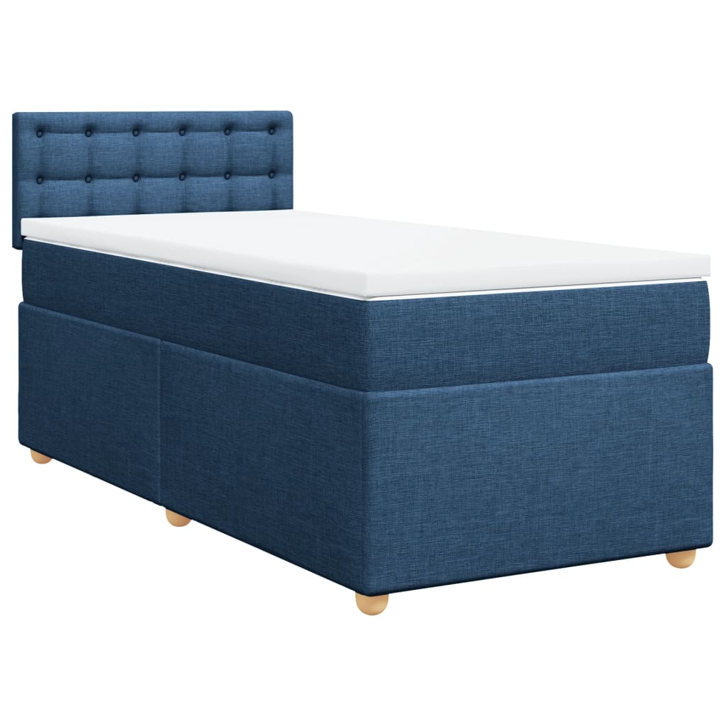 Cama com molas/colchão 100x200 cm tecido azul