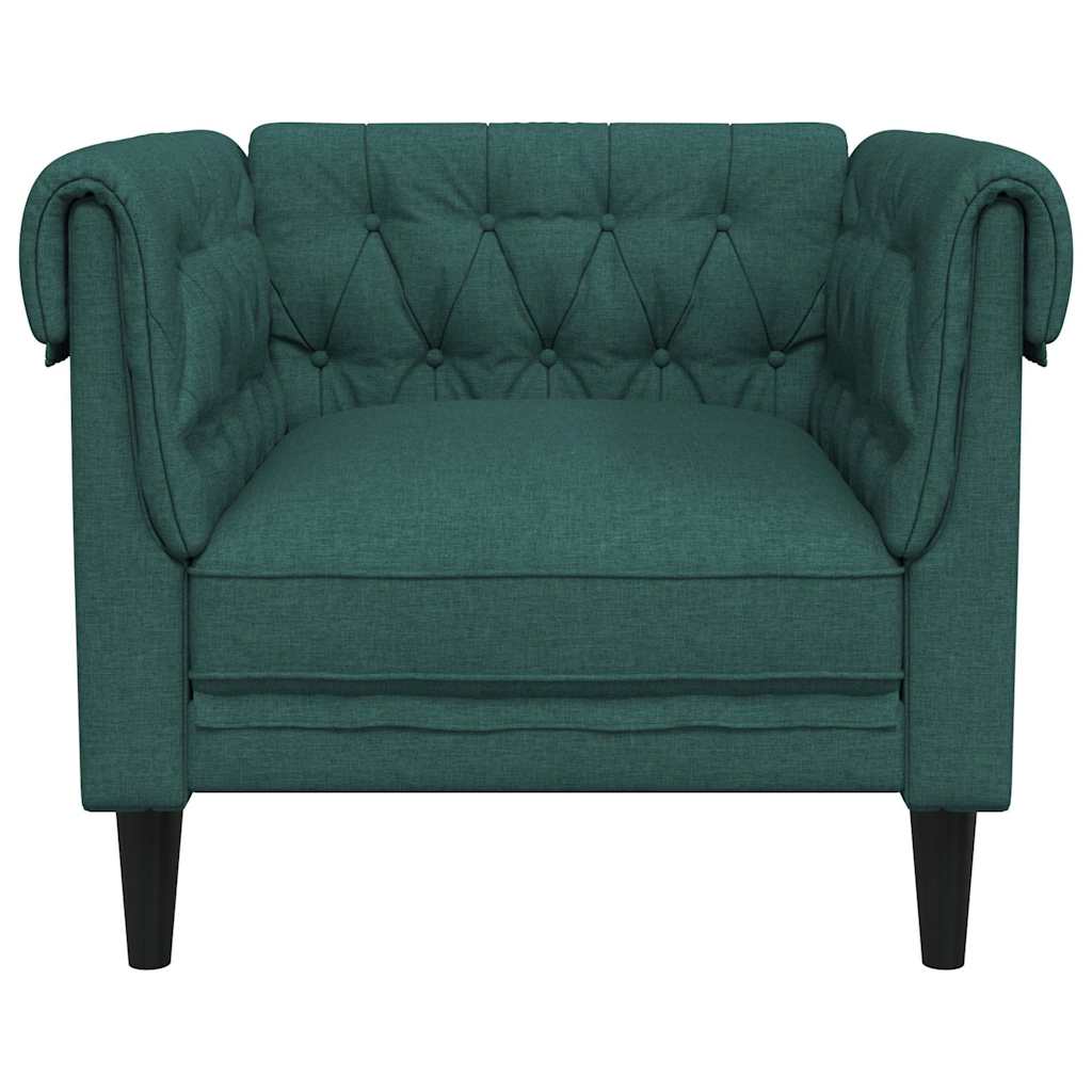 Sofá chesterfield tecido verde-escuro