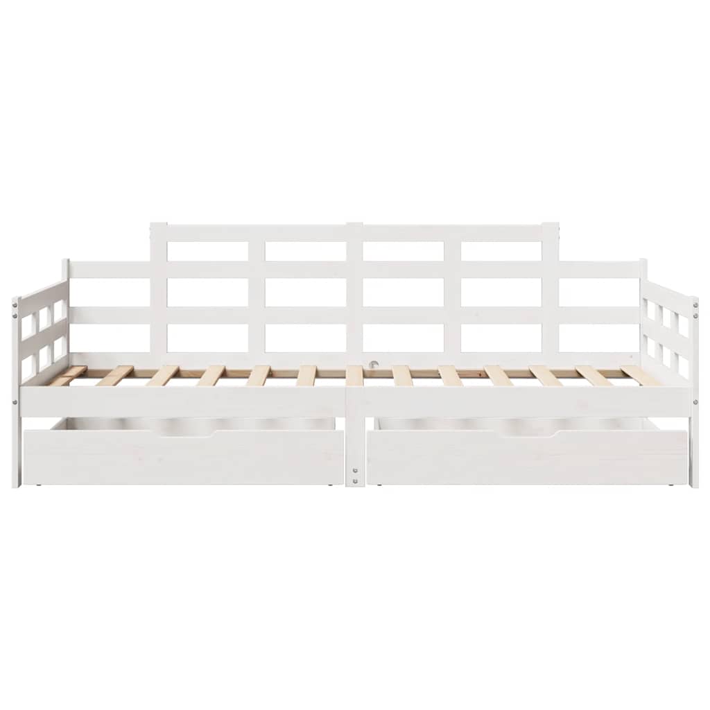 Sofá-cama c/ gavetas 90x190 cm madeira de pinho maciça branco