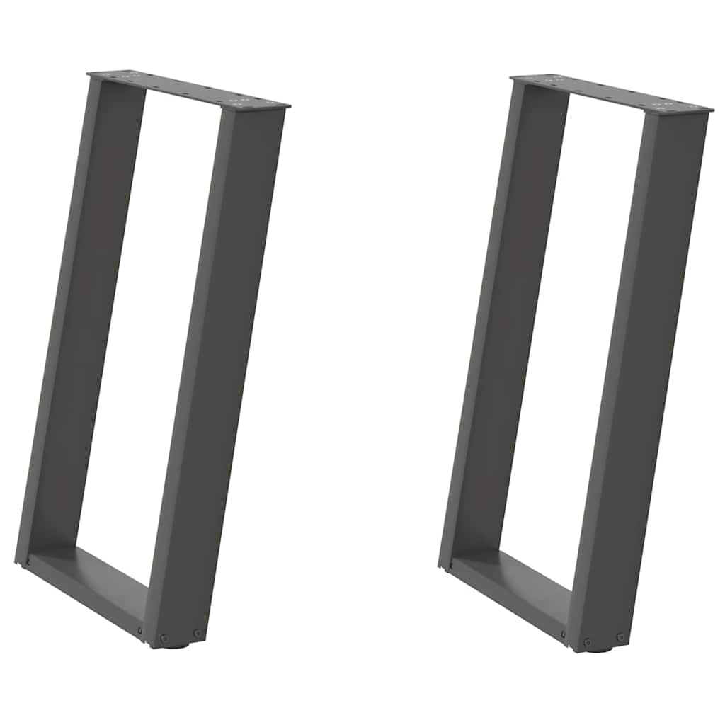 Pés para mesa de jantar em formato de u, 2 peças, antracite, 50x(72-73) cm, aço