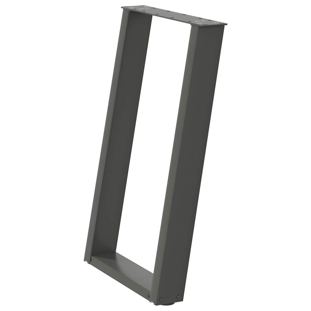 Pés para mesa de jantar em formato de u, 2 peças, antracite, 50x(72-73) cm, aço