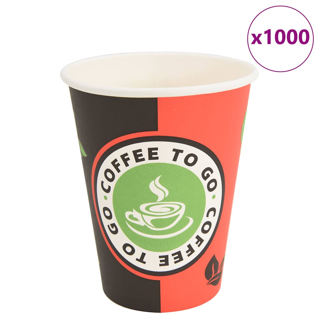 Copos de café de papel 1000 pcs 12oz 300ml vermelho e preto