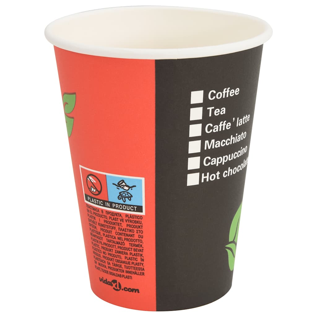 Copos de café de papel 1000 pcs 12oz 300ml vermelho e preto