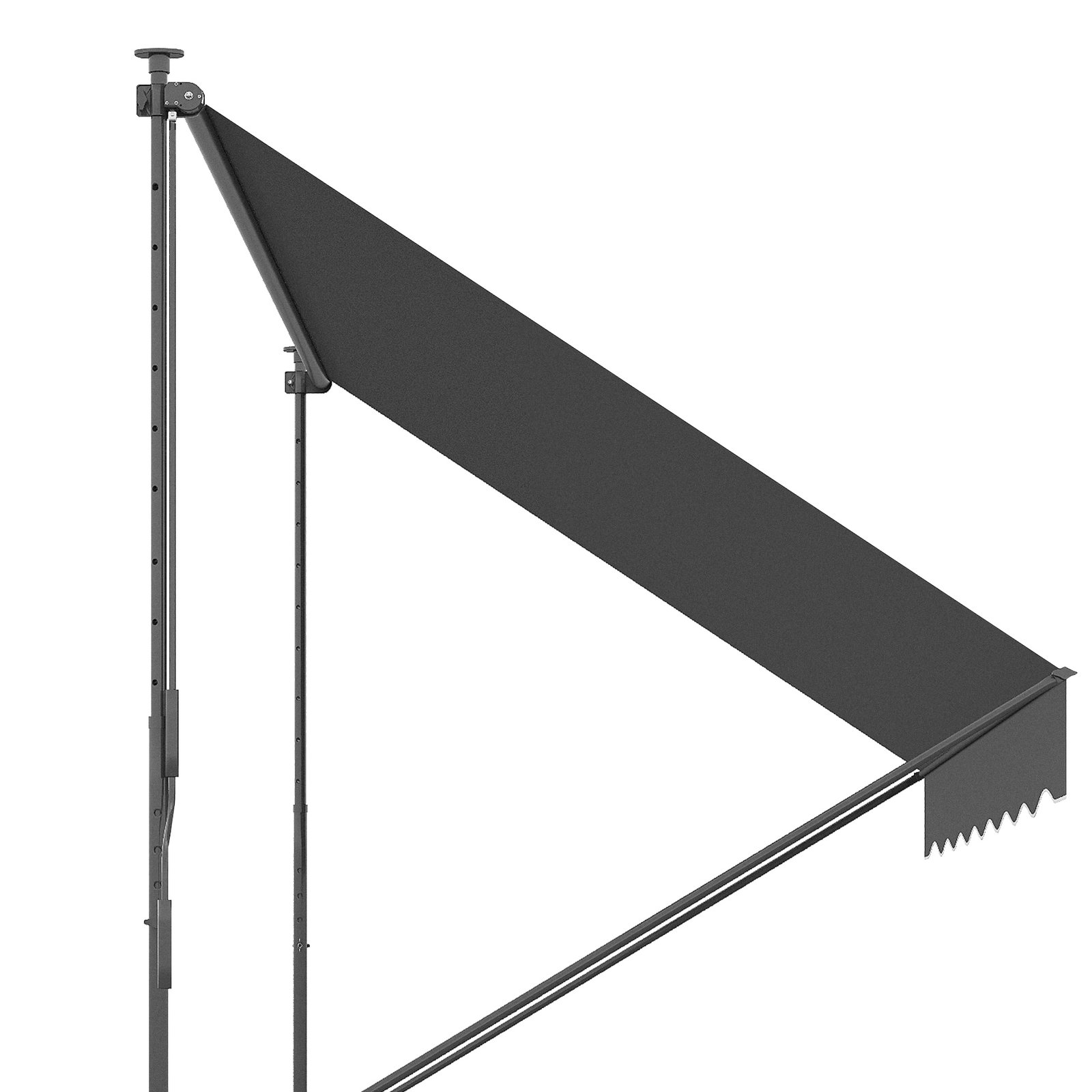 Toldo manual retrátil ajustável 300x170x200-290 cm com manivela proteção solar uv40+ para varanda jardim cinza