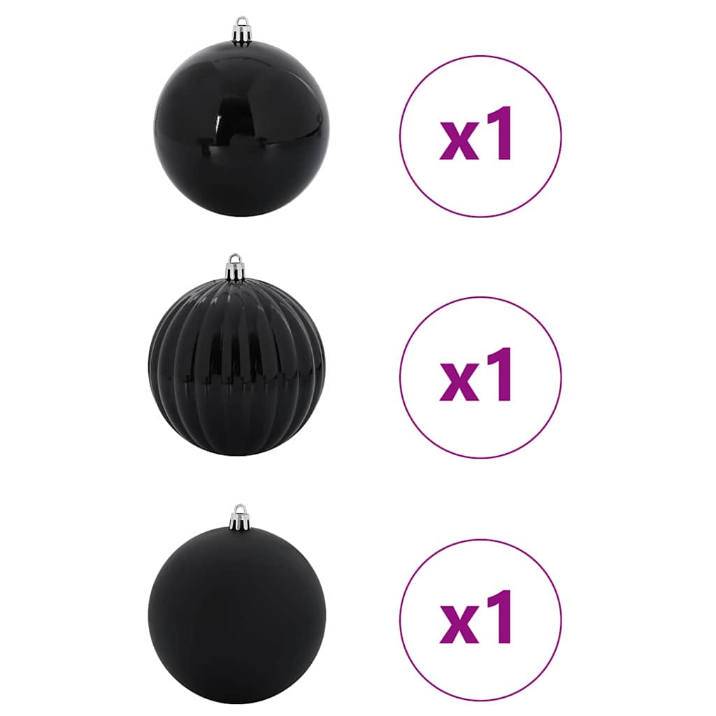 Conjunto de bolas de natal xxl 3 unid. preto ø 25 cm plástico