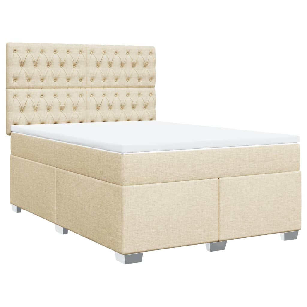 Cama com molas/colchão 140x190 cm tecido cor creme