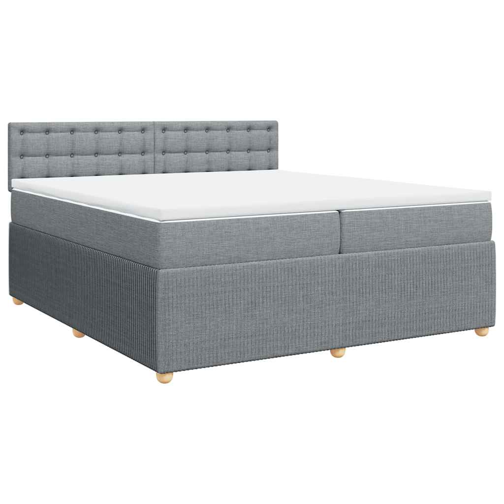 Cama com molas/colchão 200x200 cm tecido cinza-claro