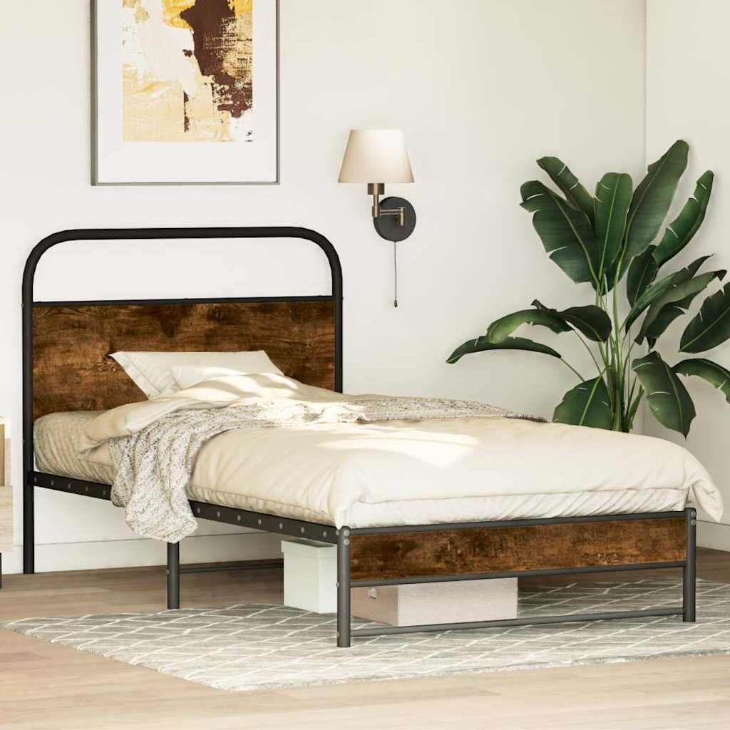 Estrutura cama s/ colchão derivados de madeira carvalho fumado
