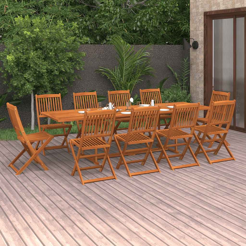 11 Pcs conjunto de jantar para jardim 280x90x75cm acácia maciça