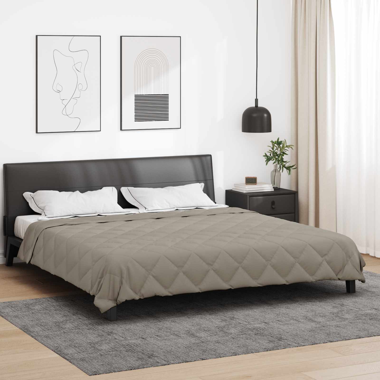 Duvet de ano inteiro cinzento-claro 200 x 240 cm microfibra