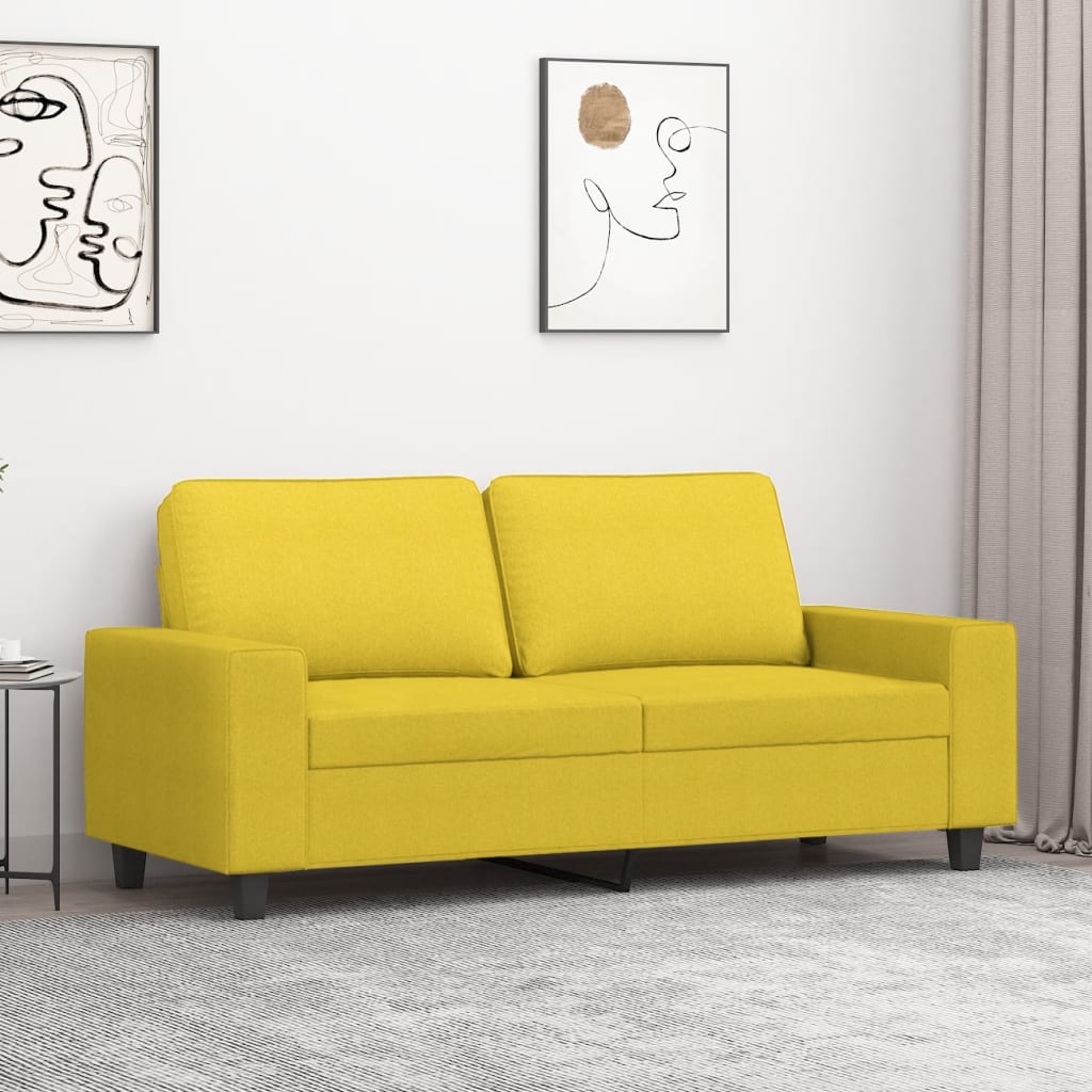 Sofá de 2 lugares 140 cm tecido amarelo-claro