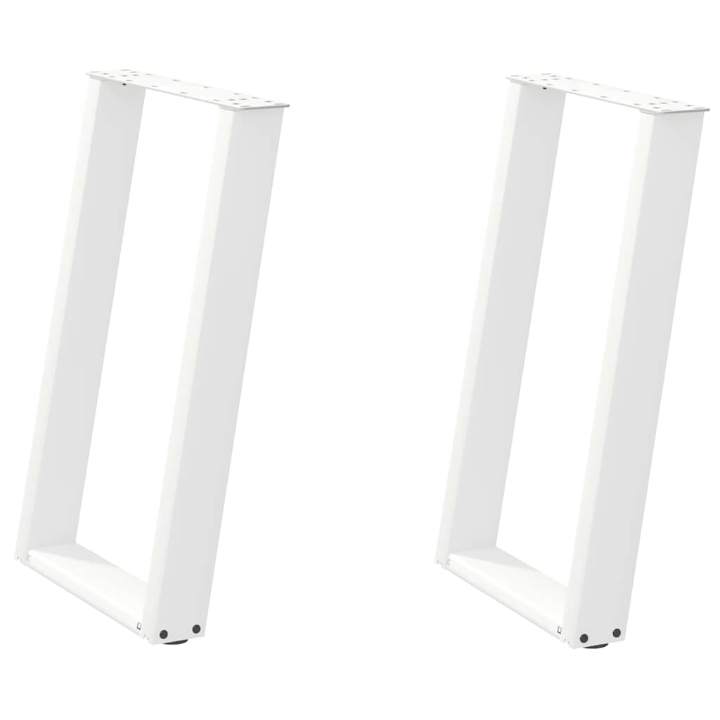 Pés de mesa de jantar em forma de u, 2 peças, branco, 50x(72-73) cm, aço