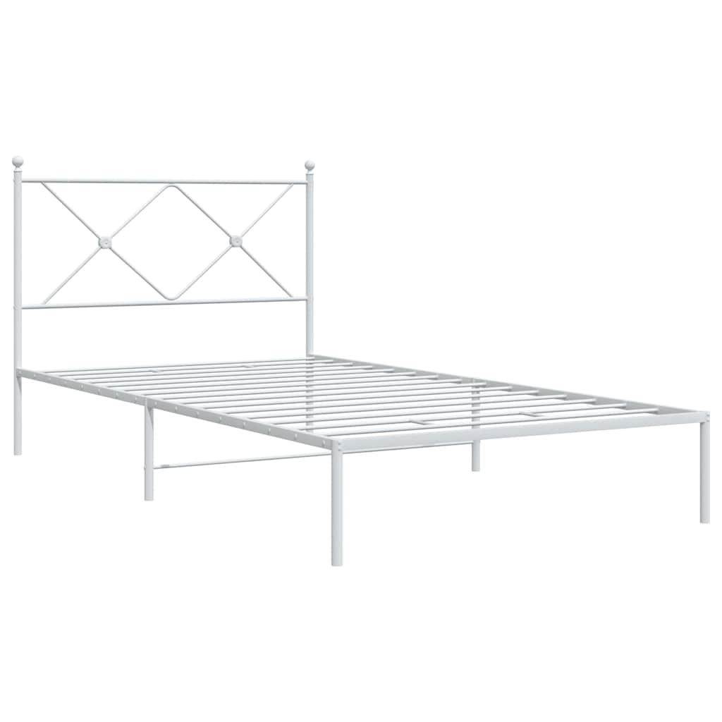 Estrutura de cama em metal com cabeceira 107x203 cm branco