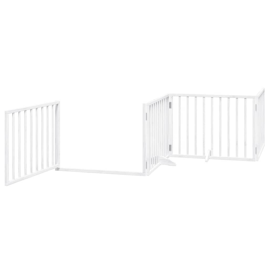 Portão p/ cães com porta dobrável 8 painéis 640 cm álamo branco