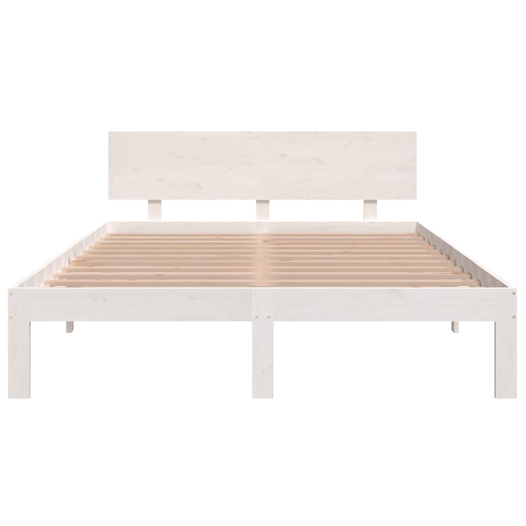 Estrutura de cama king 150x200 cm madeira maciça branco