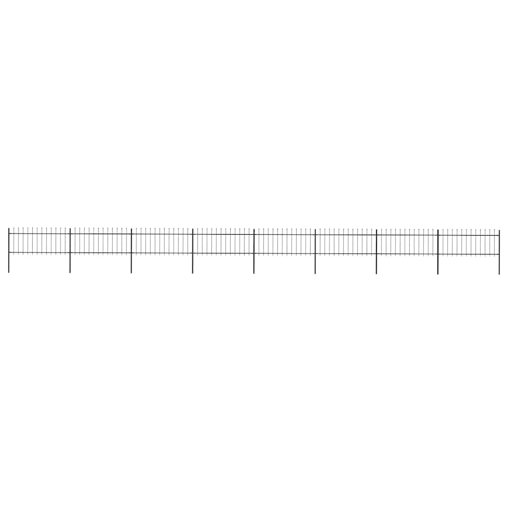 Cerca de jardim com topo em forma de lança em aço 1339x80 cm, preta