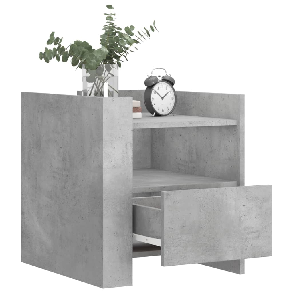 Mesa de cabeceira 45x50x50cm derivados madeira cinzento cimento
