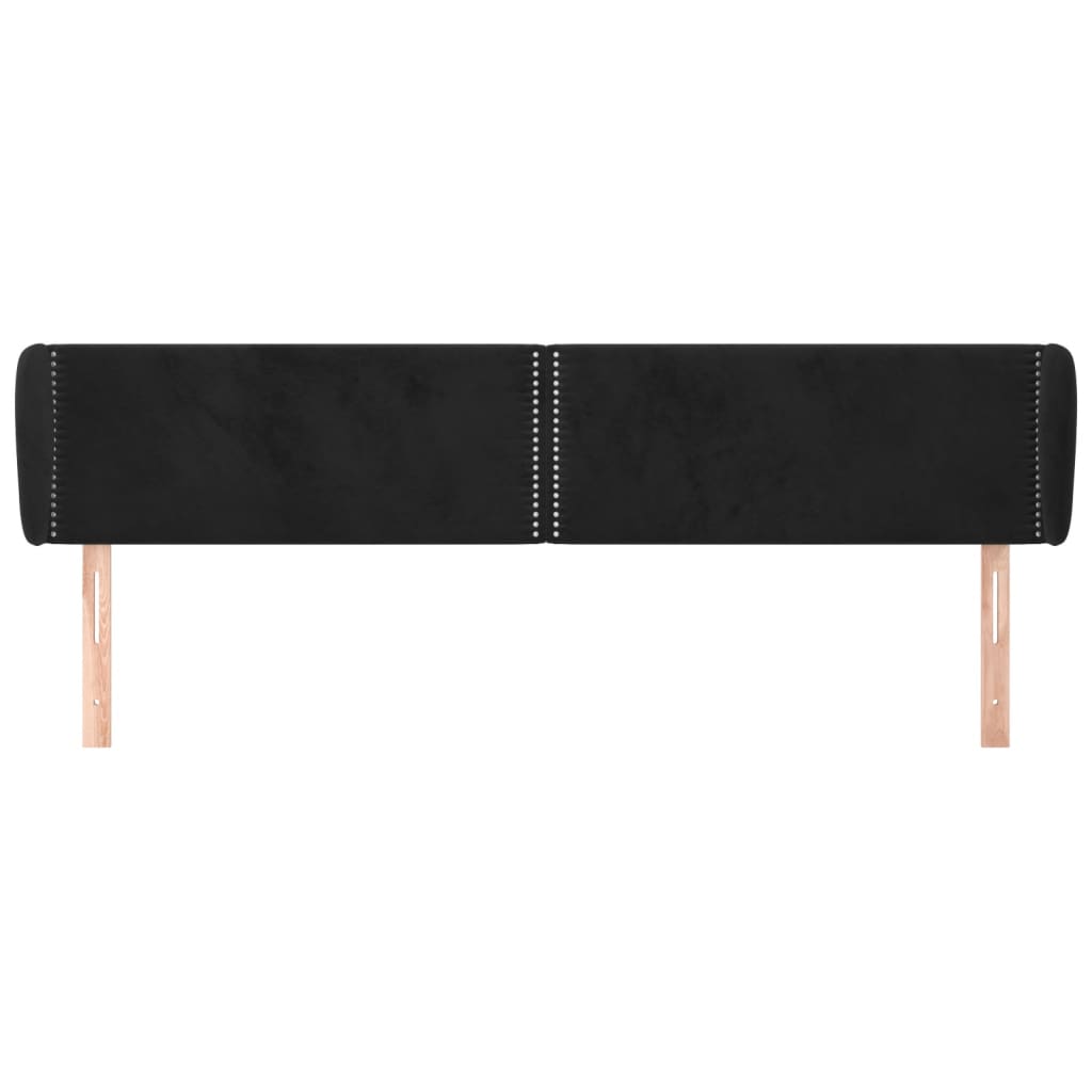 Cabeceira de cama c/ abas veludo 183x23x78/88 cm preto