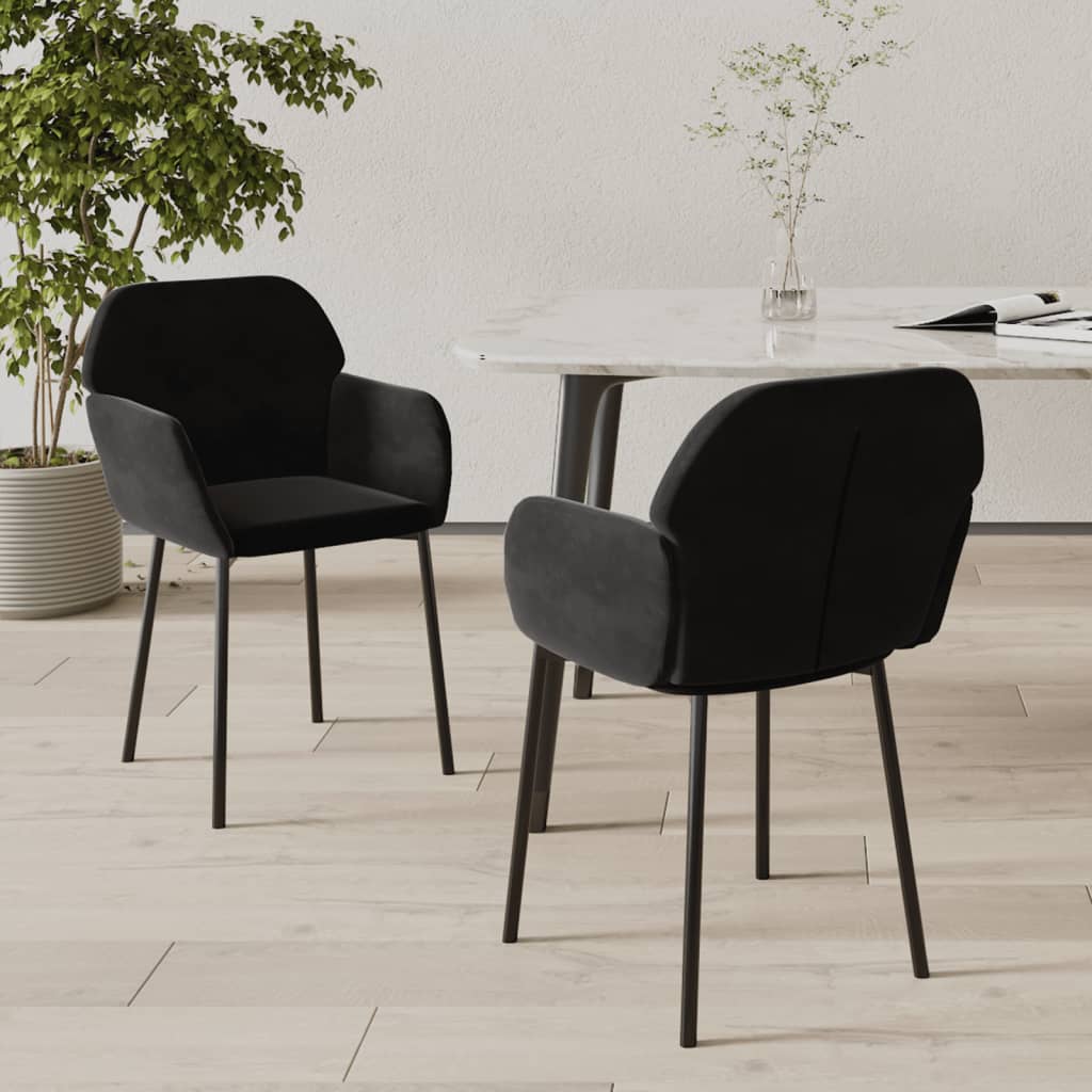 Cadeiras de jantar 2 pcs veludo preto