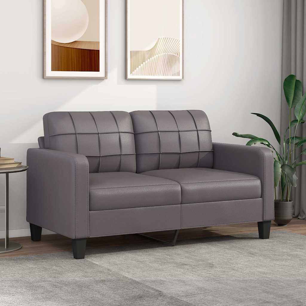 Sofá de 2 lugares 140 cm couro artificial cinza