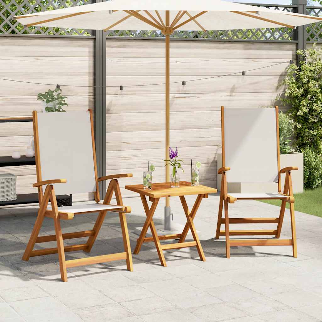Cadeiras de jardim dobráveis 2 pcs acácia maciça e textilene