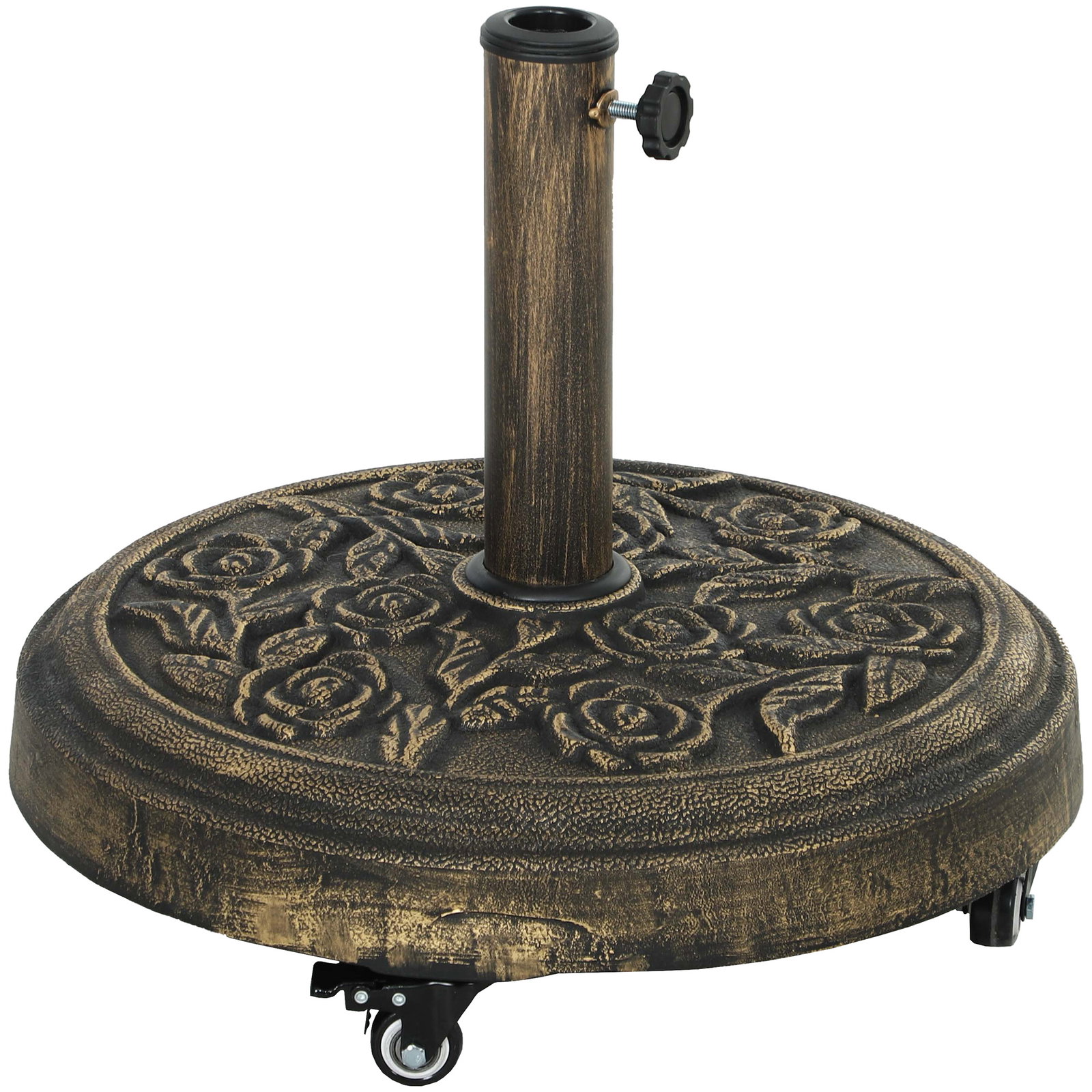 Base para chapéu de sol redonda suporte para chapéu de sol com rodas 21 kg ø49x42 cm bronze