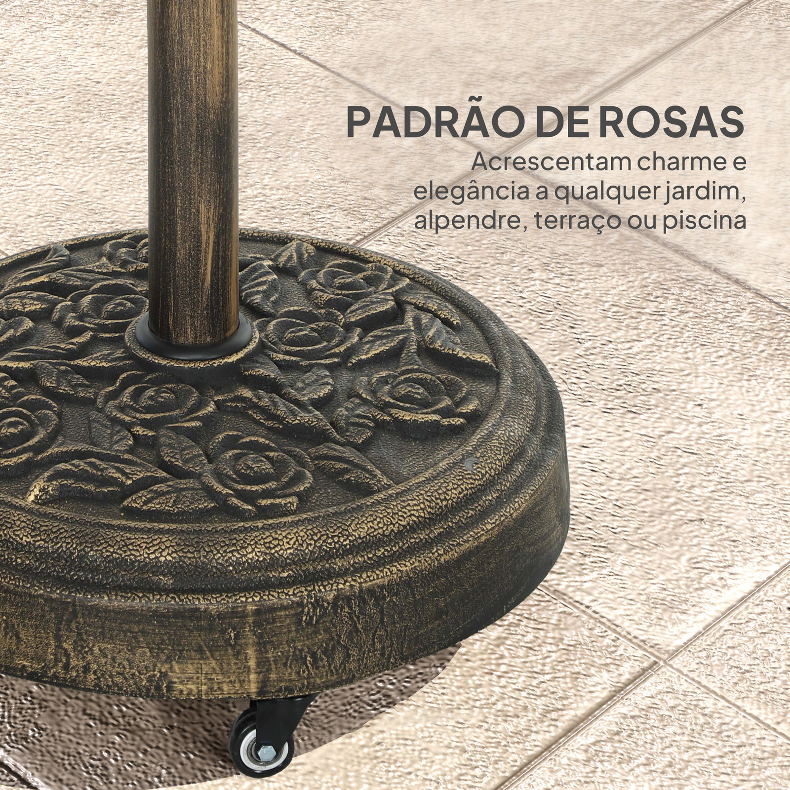 Base para chapéu de sol redonda suporte para chapéu de sol com rodas 21 kg ø49x42 cm bronze