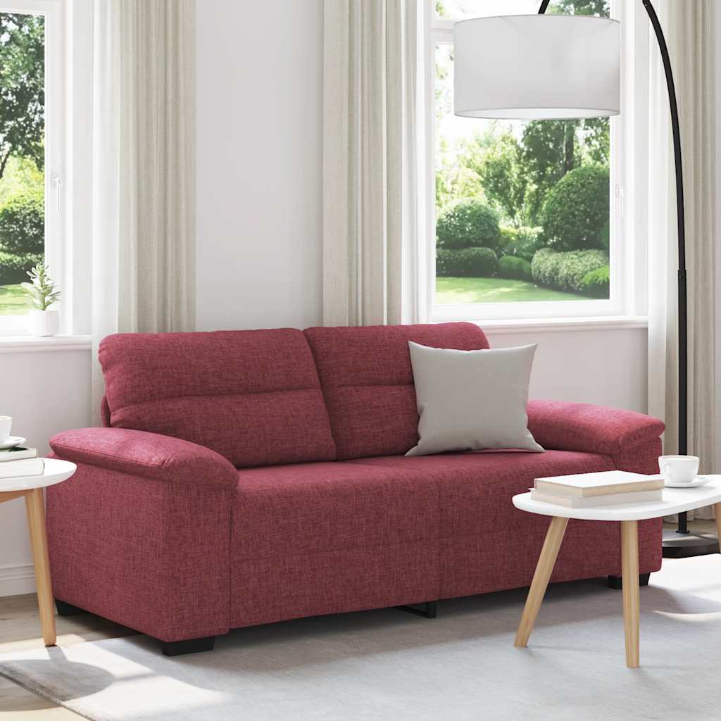 Sofá de 2 lugares, vermelho vinho, 180x81x84 cm, tecido