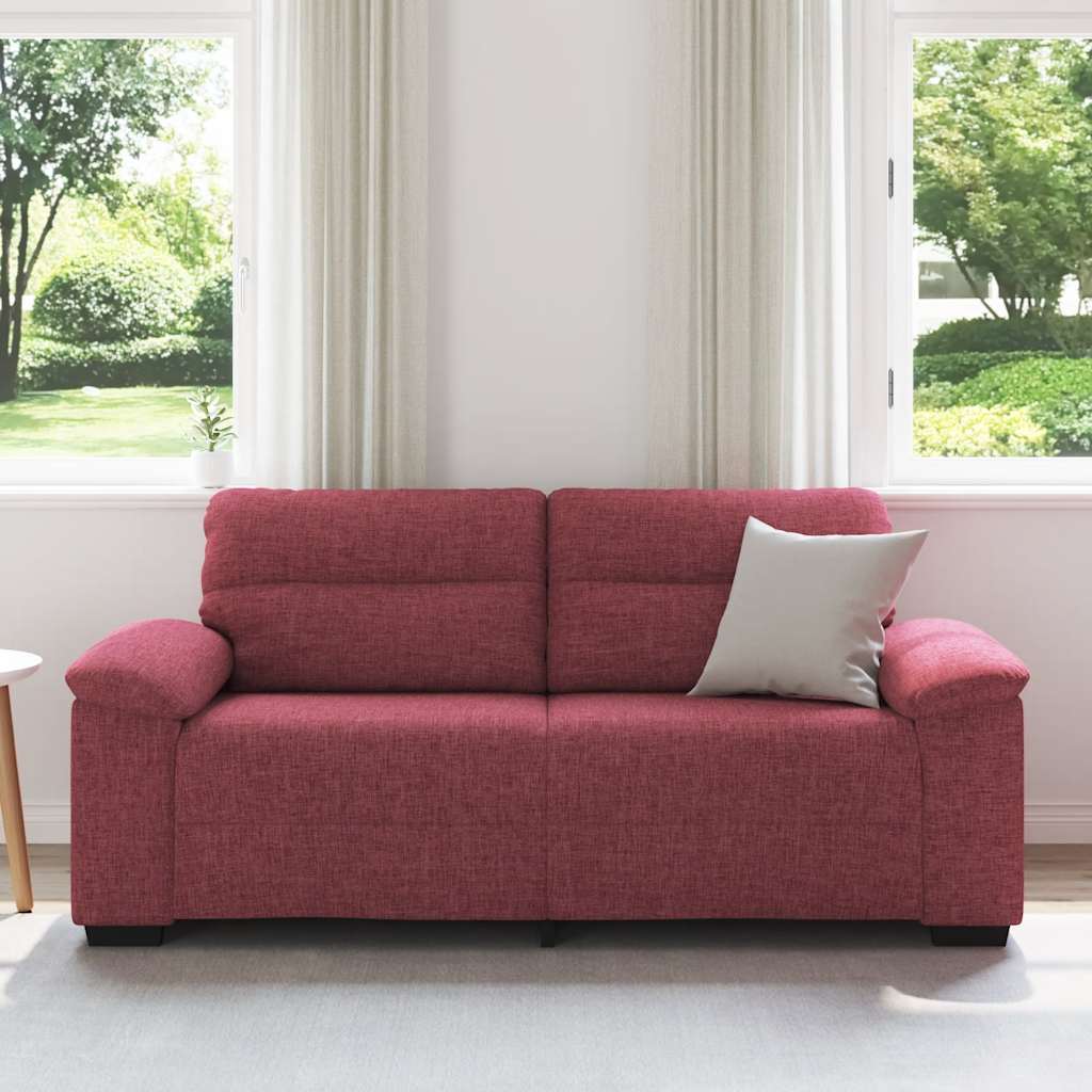 Sofá de 2 lugares, vermelho vinho, 180x81x84 cm, tecido
