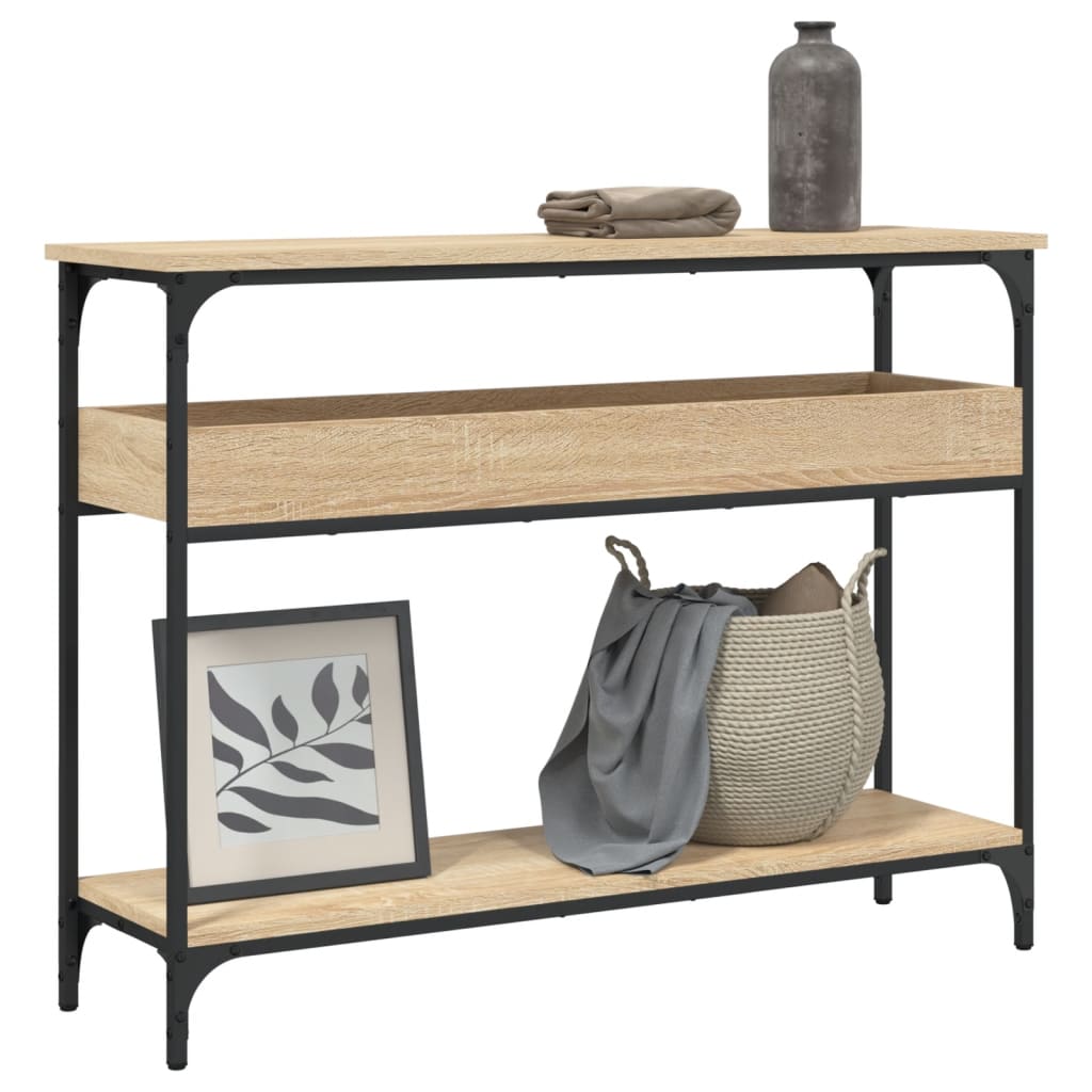Mesa de console com prateleira em carvalho sonoma 100x29x75 cm, madeira projetada