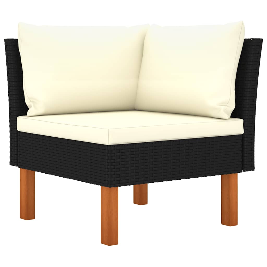 10 Pcs conjunto lounge de jardim c/ almofadões vime PE preto