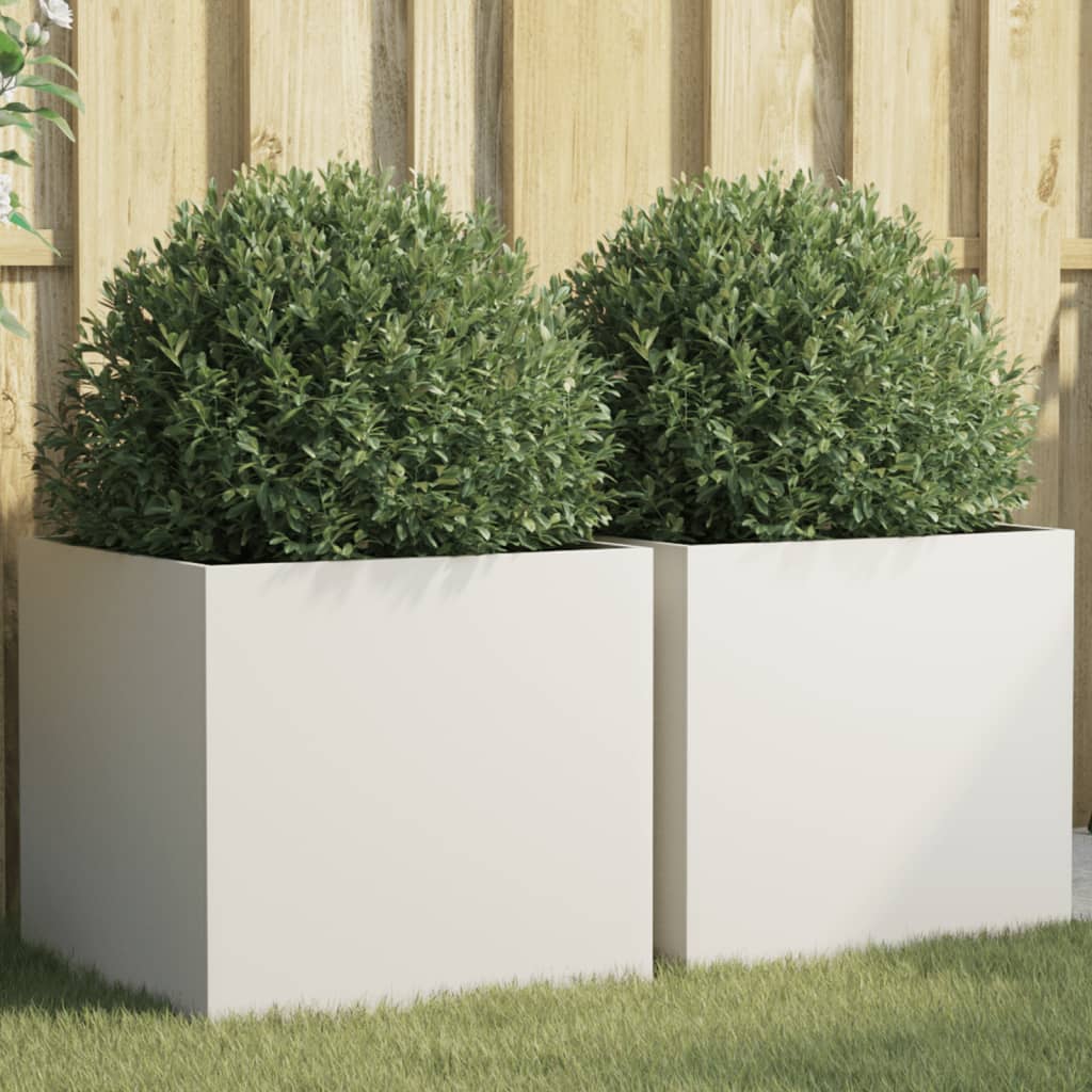 Vasos/floreiras 2 pcs 49x47x46 cm aço branco