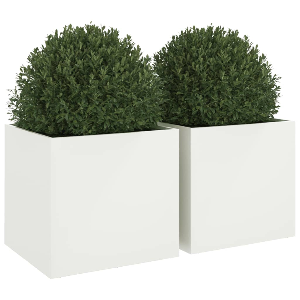Vasos/floreiras 2 pcs 49x47x46 cm aço branco