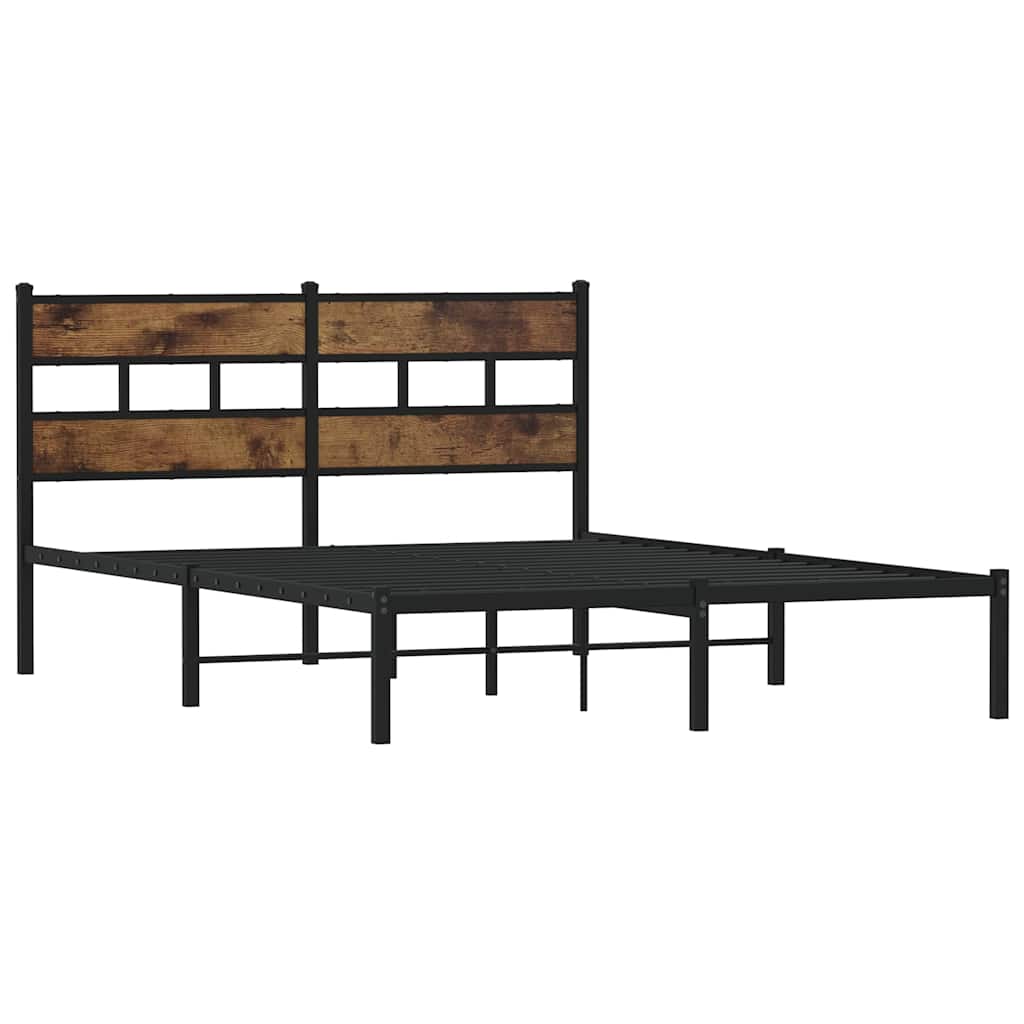 Estrutura de cama sem colchão 140x190 cm metal carvalho fumado